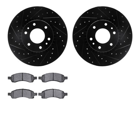DYNAMIC FRICTION CO 8402-48030, Rotors-Drilled and Slotted-Black with Ultimate Duty Performance Brake Pads, Zinc Coated 8402-48030